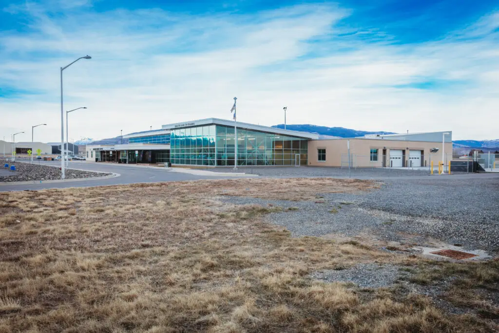 Post construction exterior view of Yellowstone Regional Airport by Groathouse Construction in Cody, Wyoming
