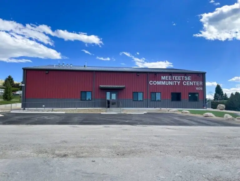 Exterior of the Meeteetse Community Center, built with pre-engineered metal, completed by Groathouse Construction in Meeteetse, WY