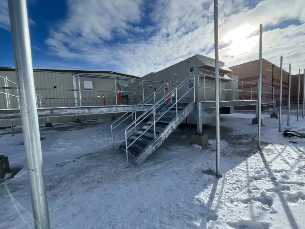 Post HVAC remodel of the Wyoming Women's Center in Lusk, Wyoming completed by Groathouse Construction featuring the mechanical platform